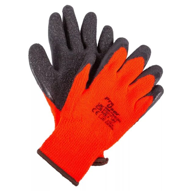 Black Red Crinkle Latex Coated Gloves - XL